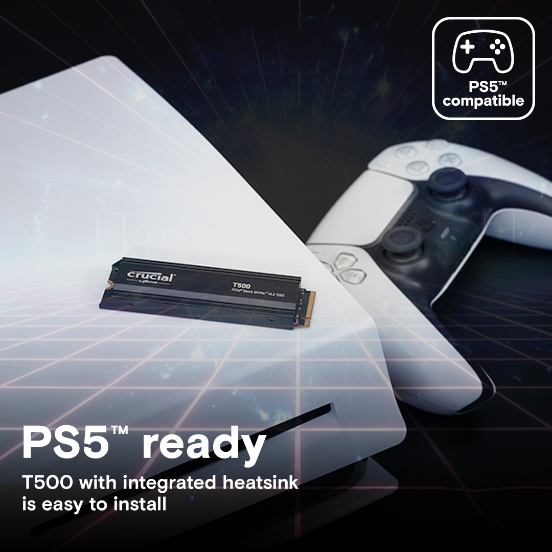 SSD накопичувач Crucial M.2 2280 2TB T500 Heatsink (CT2000T500SSD5)фото