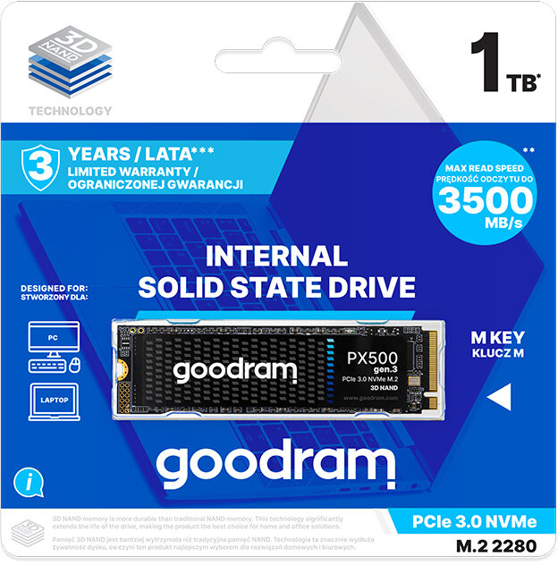 SSD накопитель Goodram M.2 2280 1TB PX500 (SSDPR-PX500-01T-80-G3) фото 