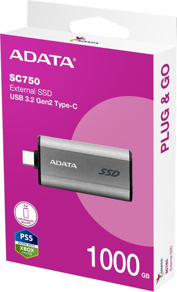 SSD накопичувач ADATA USB Type-C 1TB SC750 (SC750-1000G-CCBK)фото
