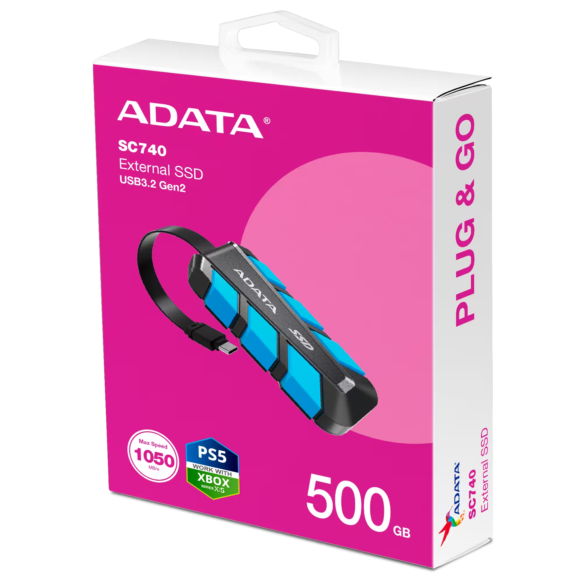 SSD накопитель ADATA USB 3.2 500GB SC740 (SC740-500G-CBU) фото 