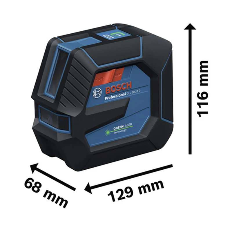 Нівелір лазерний Bosch Professional GLL 20-22 G 3.7В/4АА до 20м ±0.3мм/м (0.601.065.601)фото