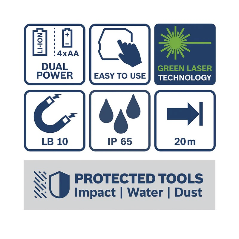 Нівелір лазерний Bosch Professional GLL 20-22 G 3.7В/4АА до 20м ±0.3мм/м (0.601.065.601)фото