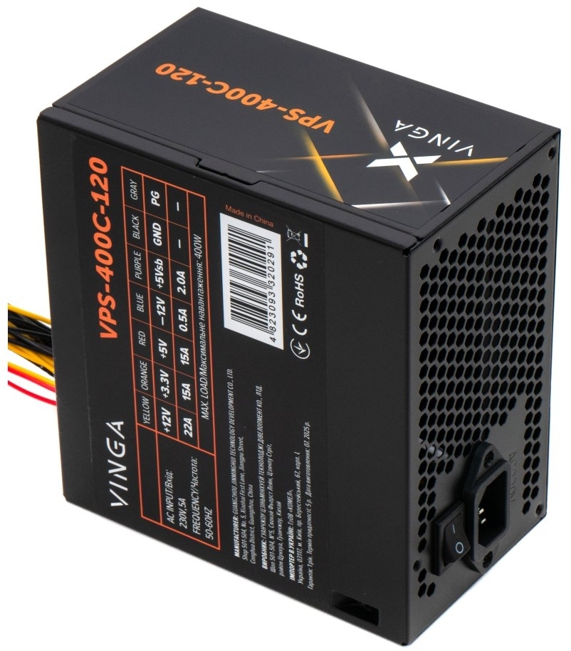 Блок живлення Vinga 400W ОЕМ (VPS-400С-120) фото2