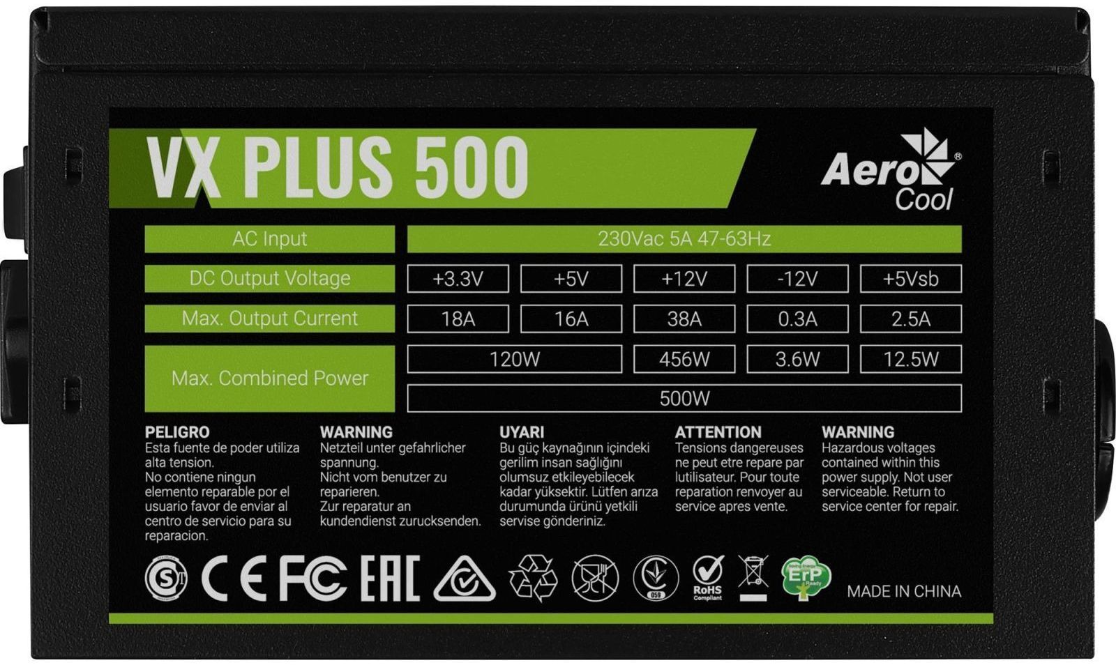 Блок живлення AEROCOOL 500W VX Plus Stealth (ACPN-VS50NEY.12) фото3