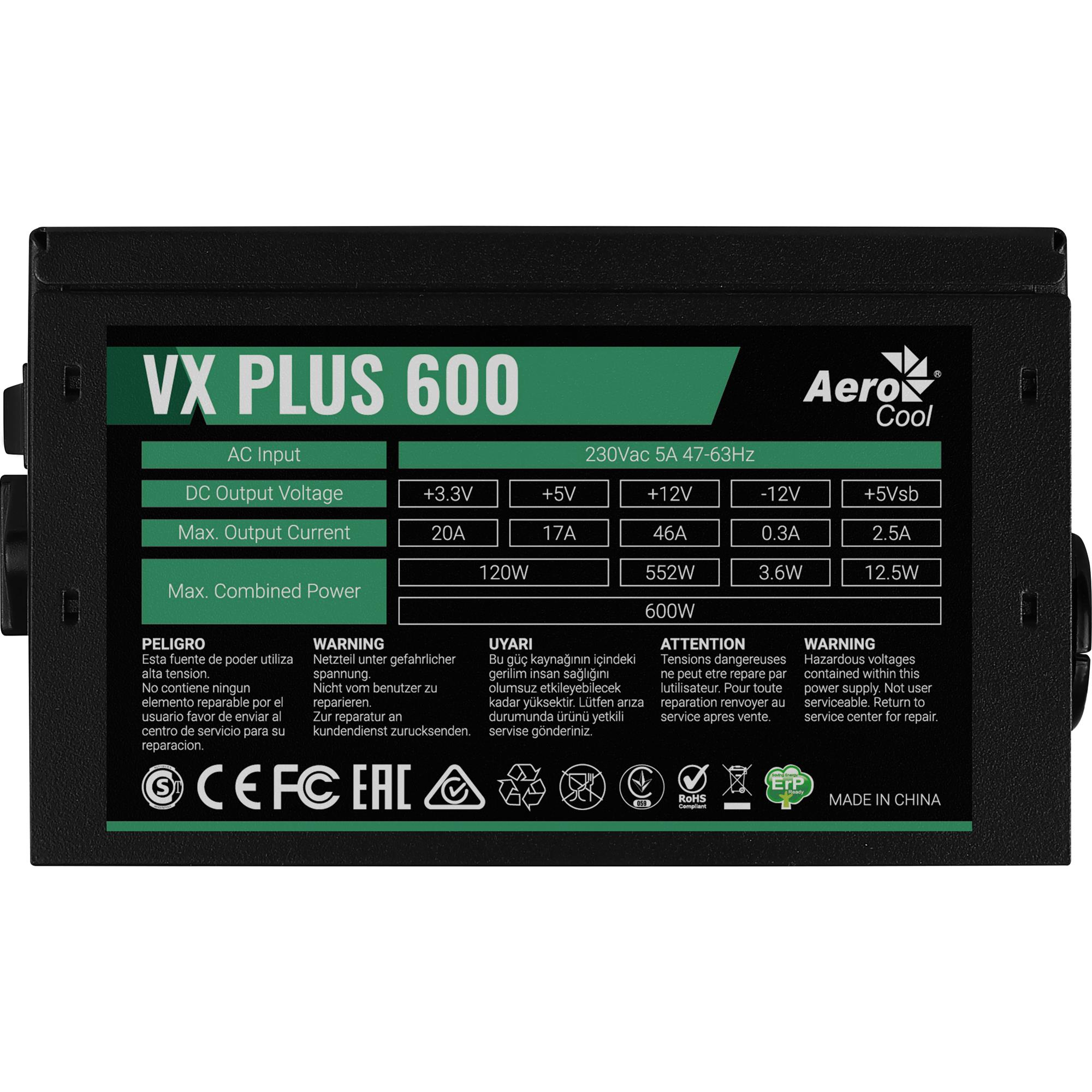 Блок живлення AEROCOOL 600W VX Plus Stealth (ACPN-VS60NEY.12) фото