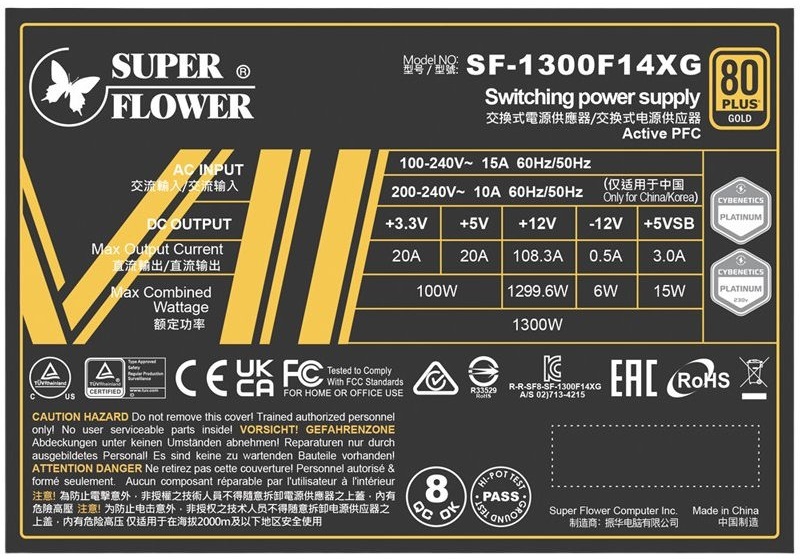 Блок питания Super Flower 1300W LEADEX VII XG SERIES (SF-1300F14XG WHITE) фото 