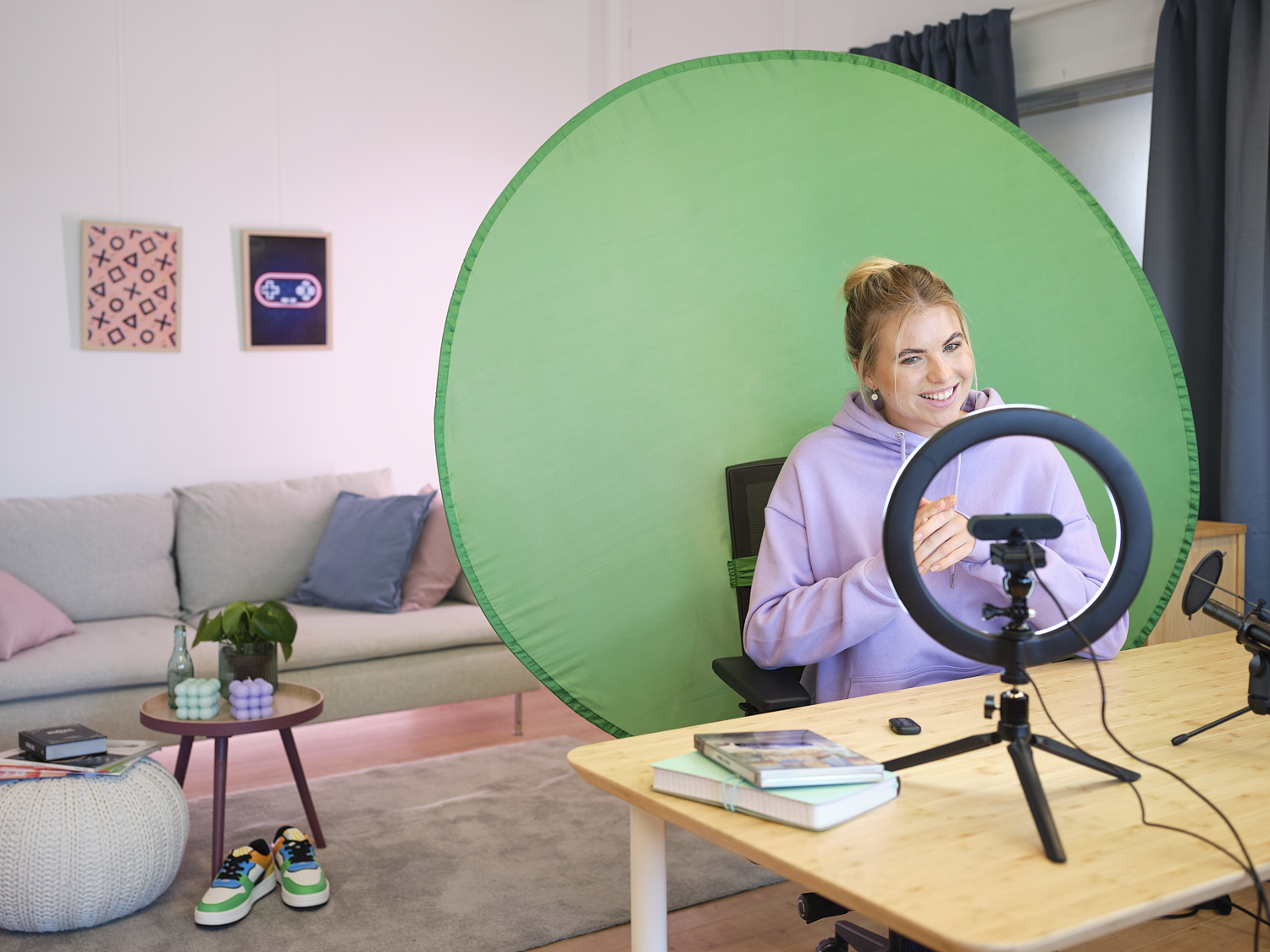 Комплект для стриминга Trust Maku+ 2-in-1 Streaming Kit, зеленый фон и кольцевая лампа фото 17