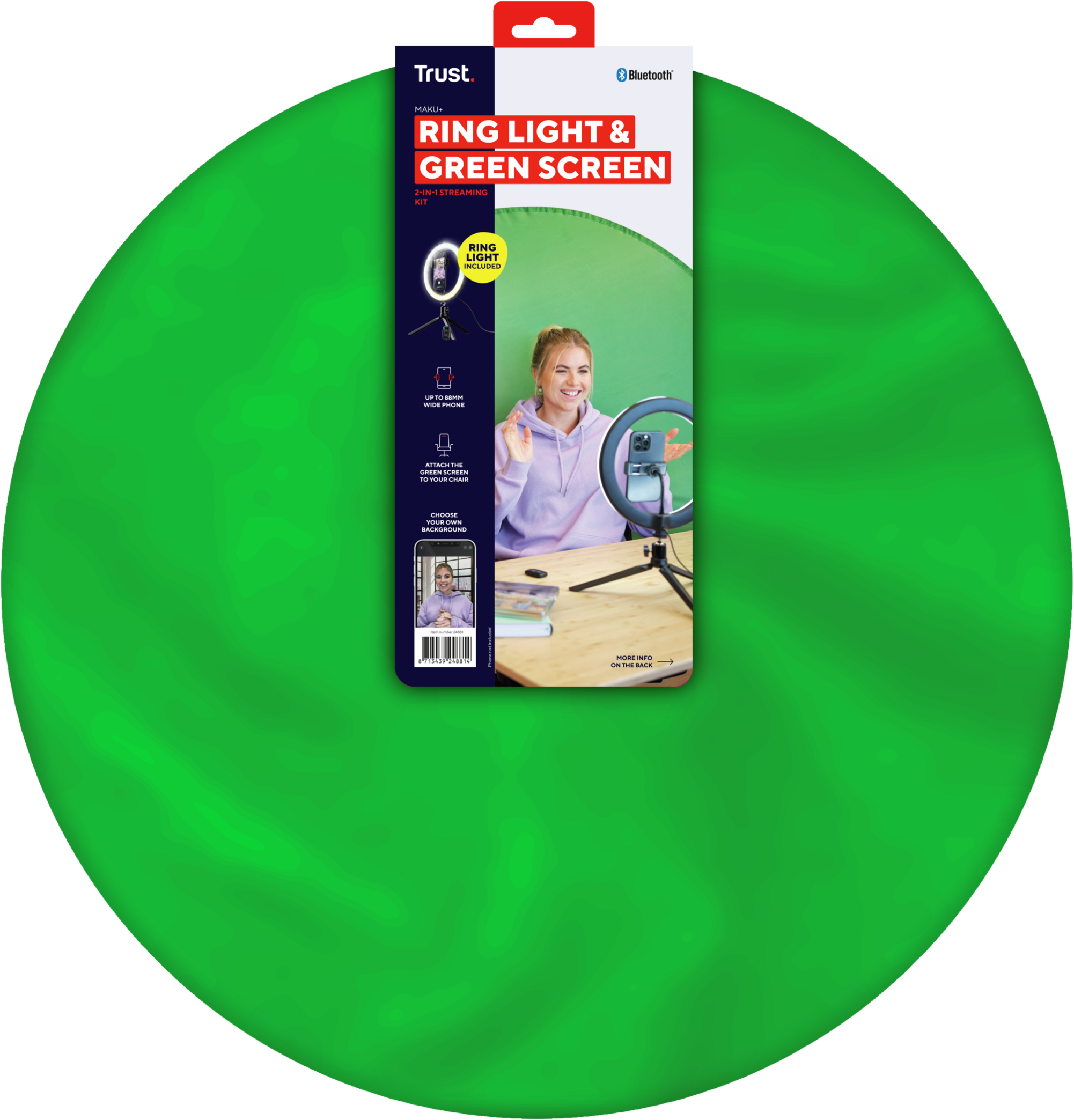 Комплект для стриминга Trust Maku+ 2-in-1 Streaming Kit, зеленый фон и кольцевая лампа фото 19