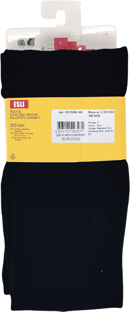 Колготы женские ESLI E Estera 300 Den 5р черные фото 