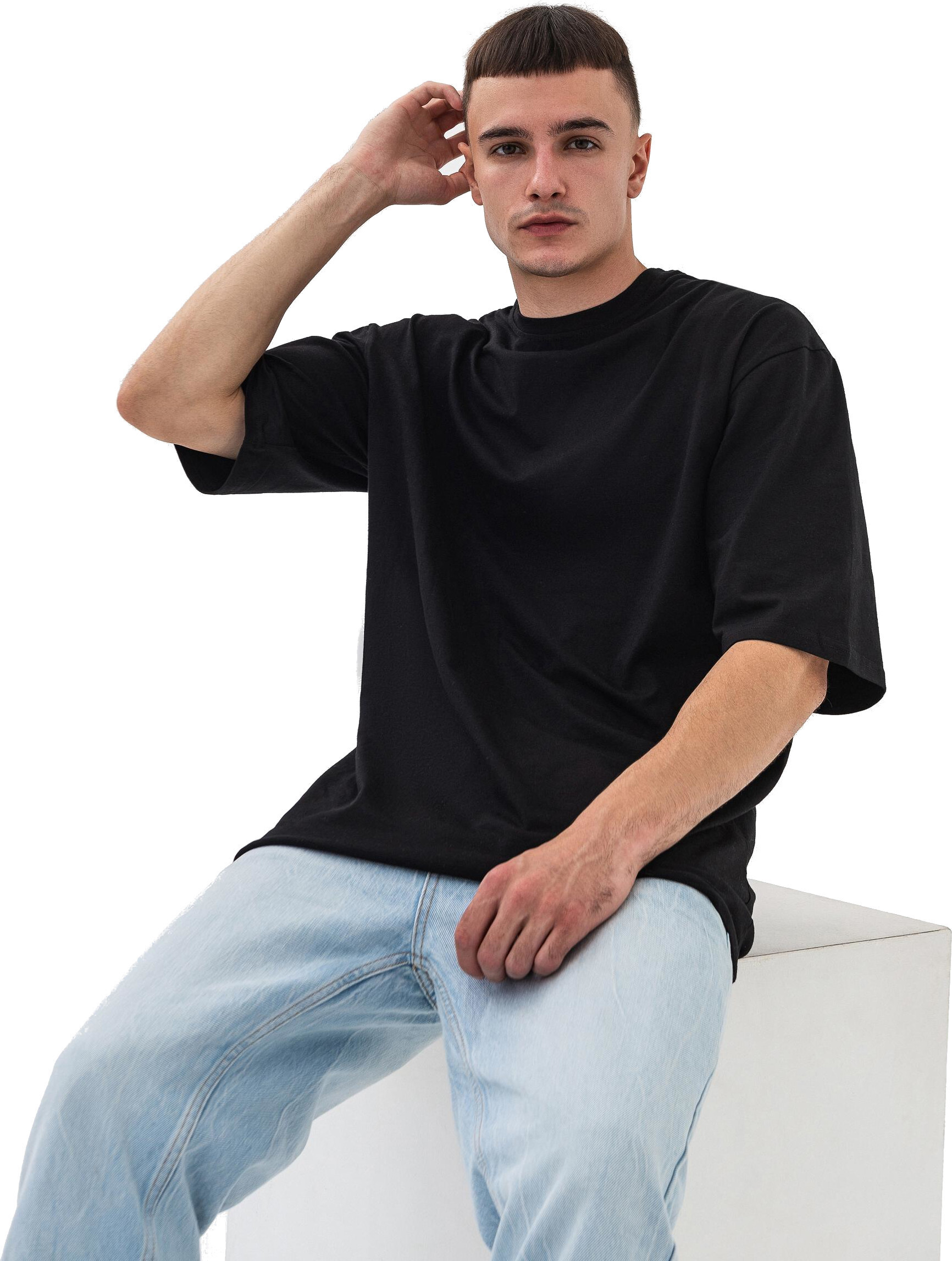 Набор футболок мужских хлопковых Ray Oversize U0104M-Dark Grey-Black S/M 2шт разноцветных фото7