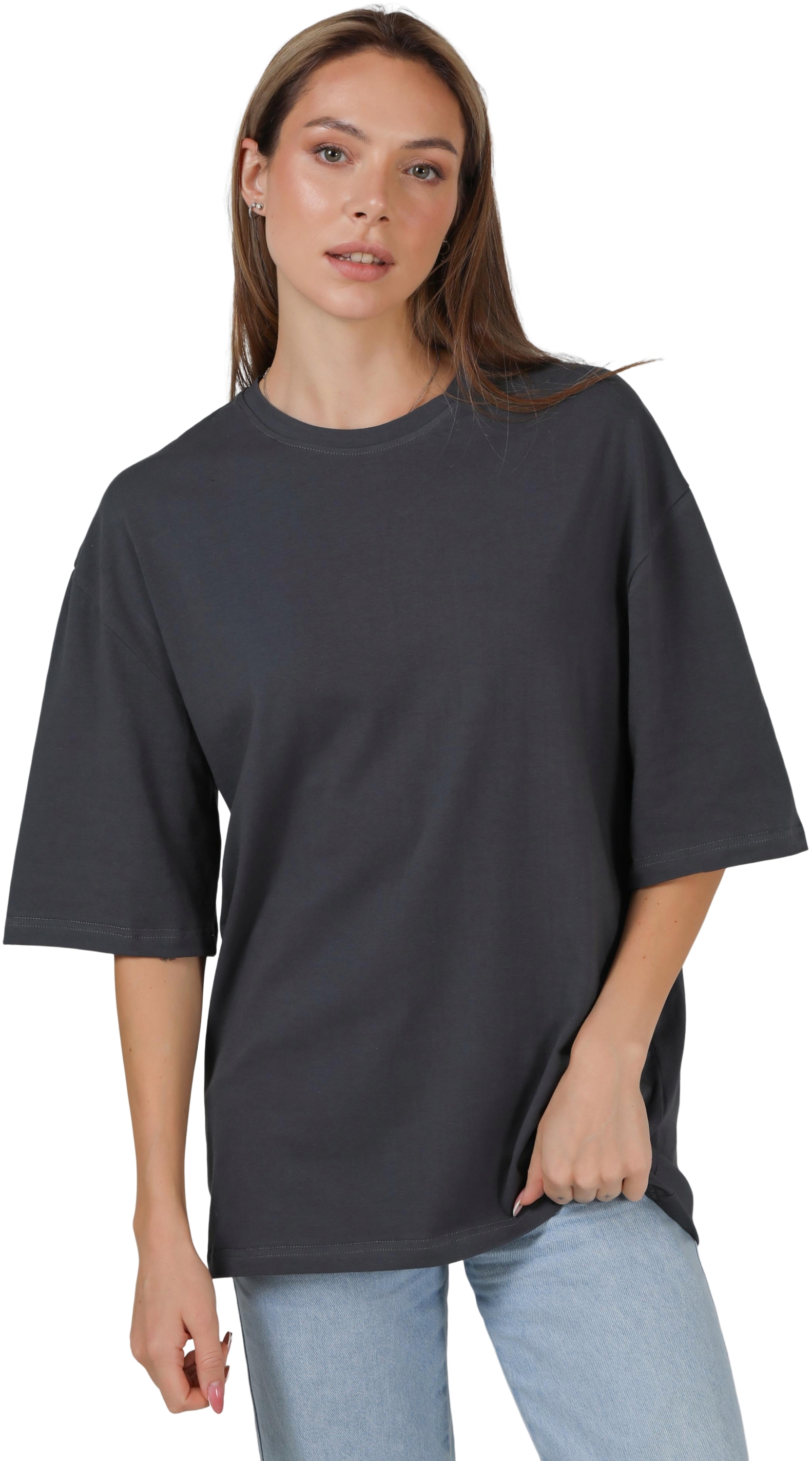 Набор футболок женских хлопковых Ray Oversize U0104W-Dark Grey-Black 2XL/3XL 2шт разноцветных фото2