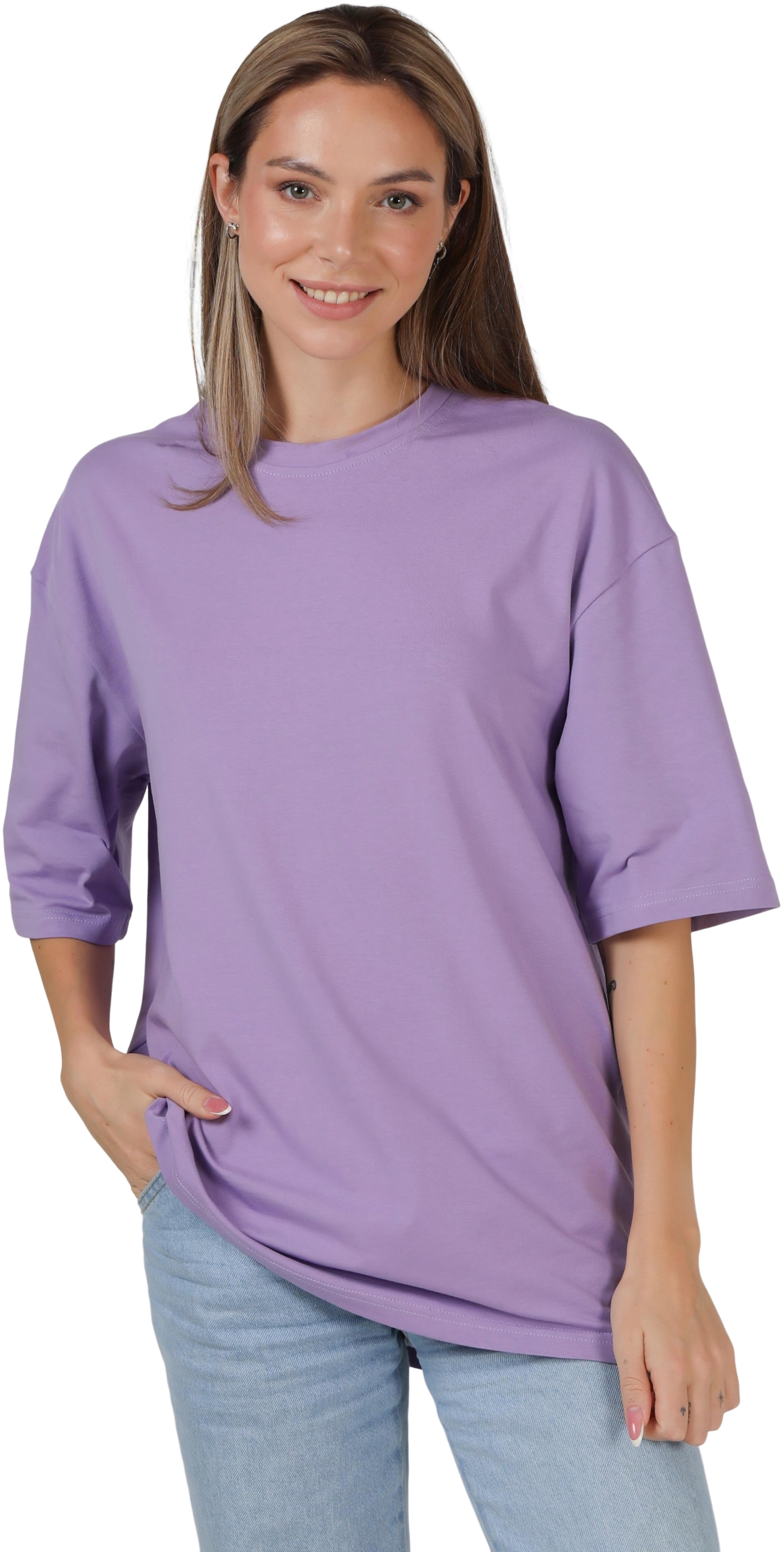 Набор футболок женских хлопковых Ray Oversize U0104W-Pink-Lilac 2XL/3XL 2шт разноцветных фото4