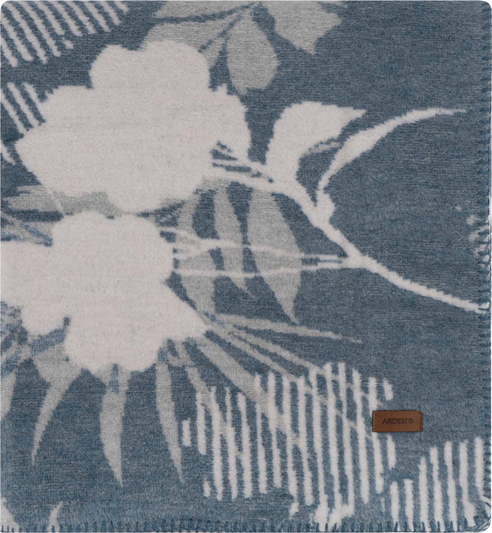 Плед ARDESTO Leonardo 200х220см, листя, синій (ART0409LT)фото