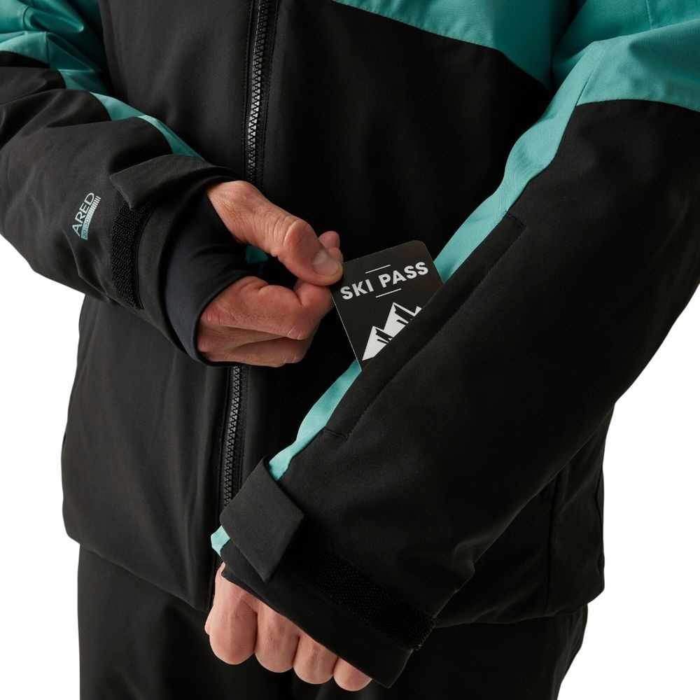 Куртка горнолижна чоловіча Dare2Be HalfpipeIIIJk DMP611-0FF L чорна/бірюзовафото