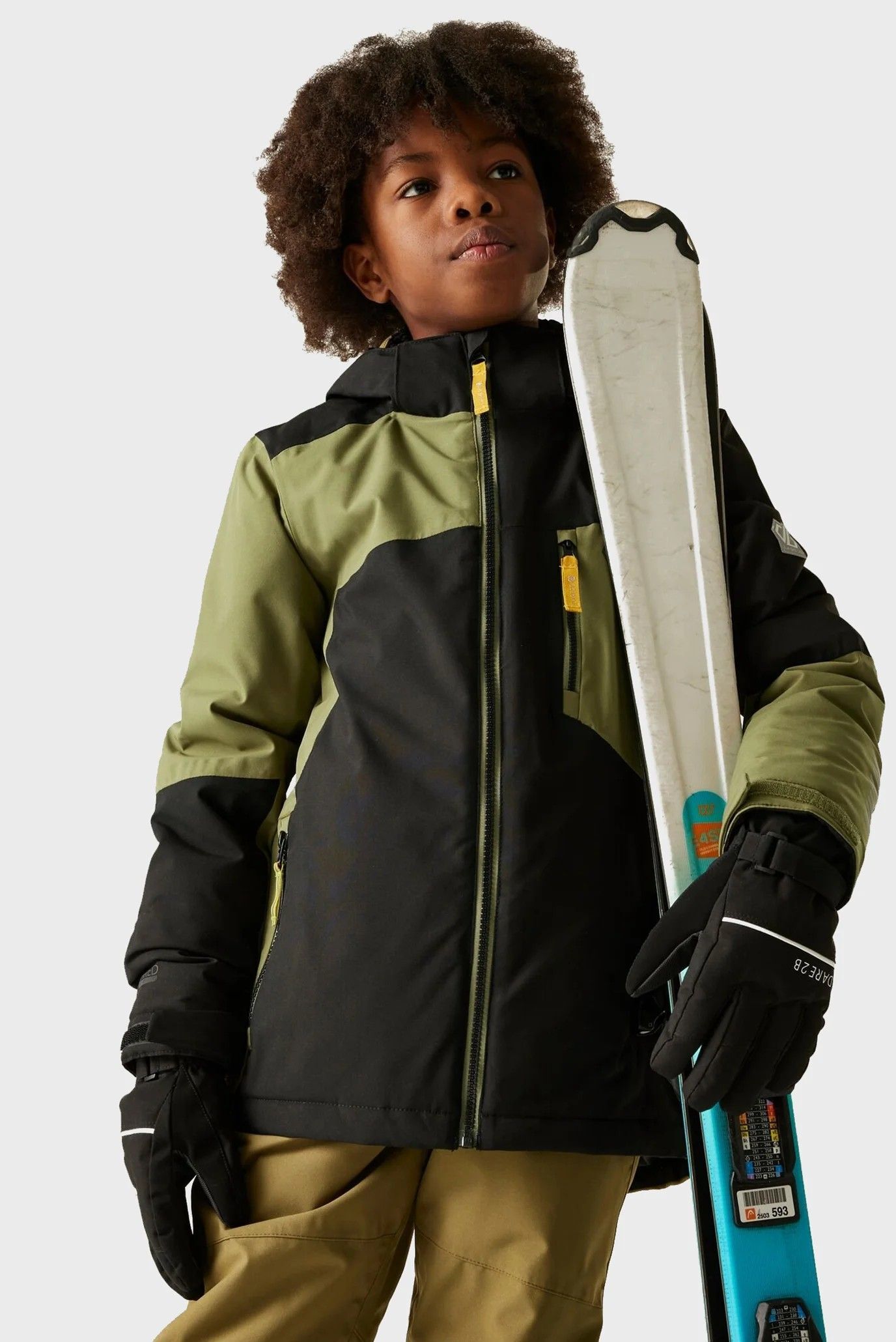 Куртка горнолыжная Детям Dare2b Ripper Jacket DKP572-0EK 9-10 черная/хаки фото2