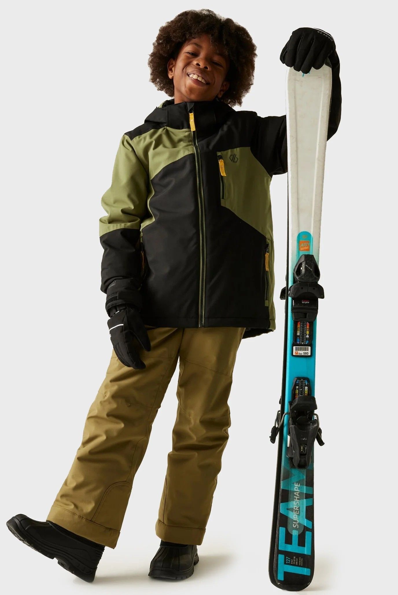Куртка горнолыжная Детям Dare2b Ripper Jacket DKP572-0EK 9-10 черная/хаки фото4
