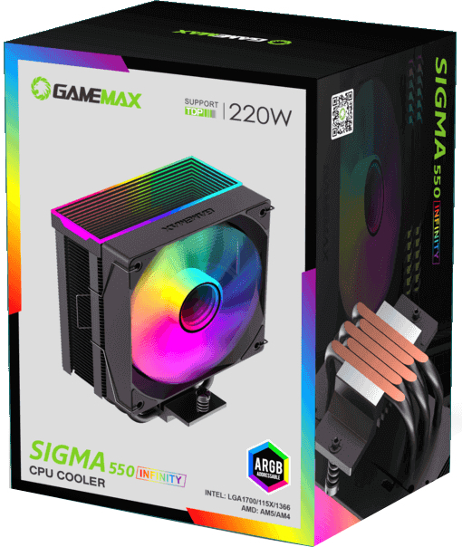 Процесорний кулер GAMEMAX Sigma 550 Infinity Black (Sigma 550 Infinity BK) фото10