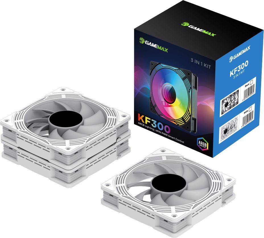 Комплект корпусных вентиляторов GAMEMAX KF300 White (KF300 WH) фото8