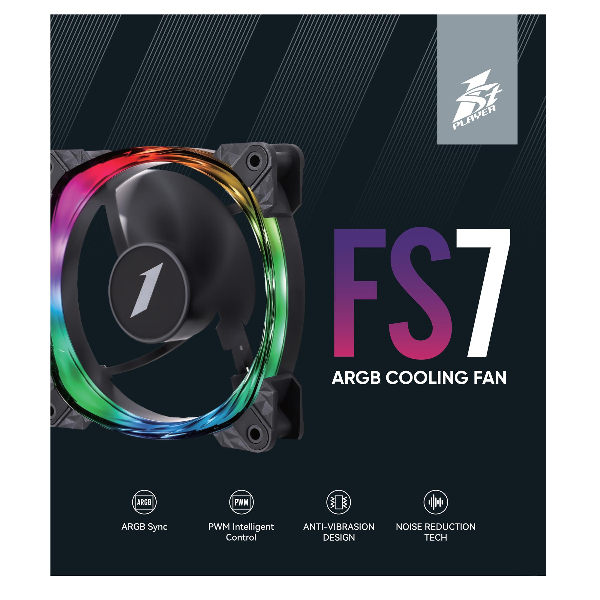 Корпусний вентилятор 1stPlayer FS7 Black (FS7-BK-1IN1) фото