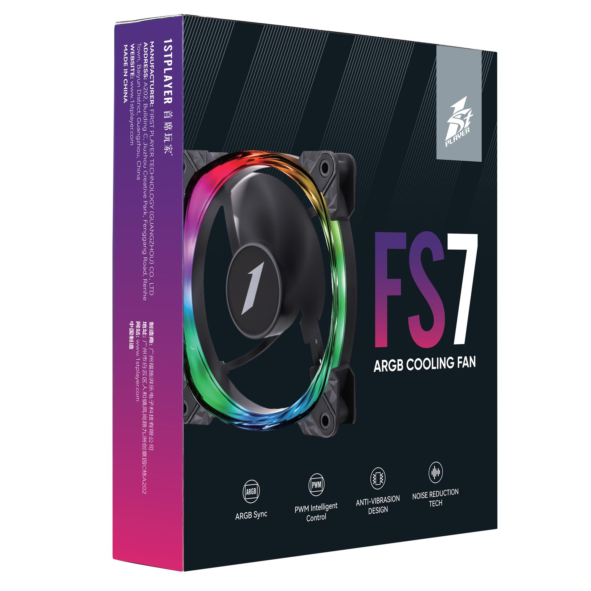 Корпусний вентилятор 1stPlayer FS7 Black (FS7-BK-1IN1) фото