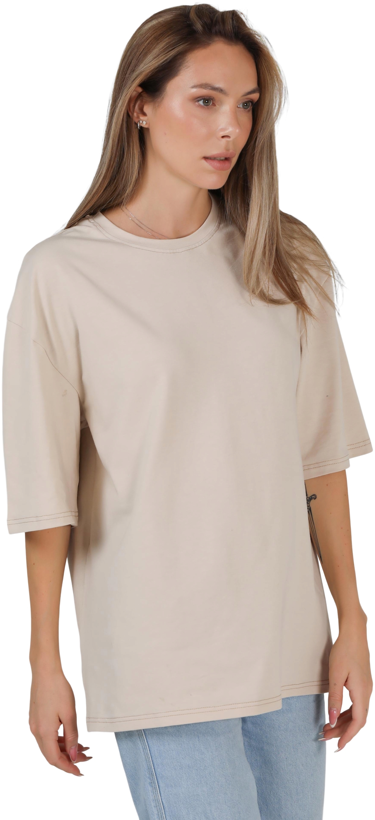 Футболка женская хлопковая Ray U0104W-Cream L/XL бежевая фото 3