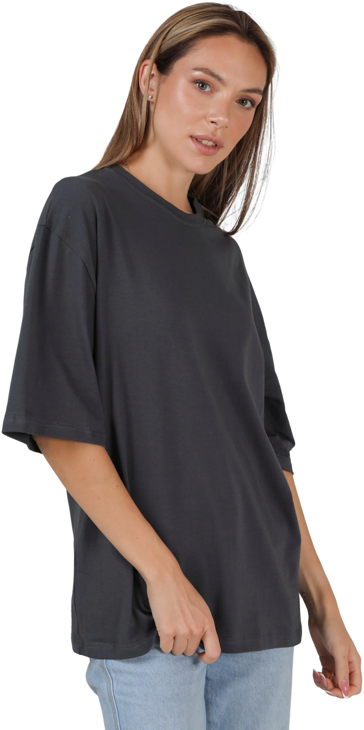 Футболка женская хлопковая Ray U0104W-Dark Grey S/M темно-серая фото 3