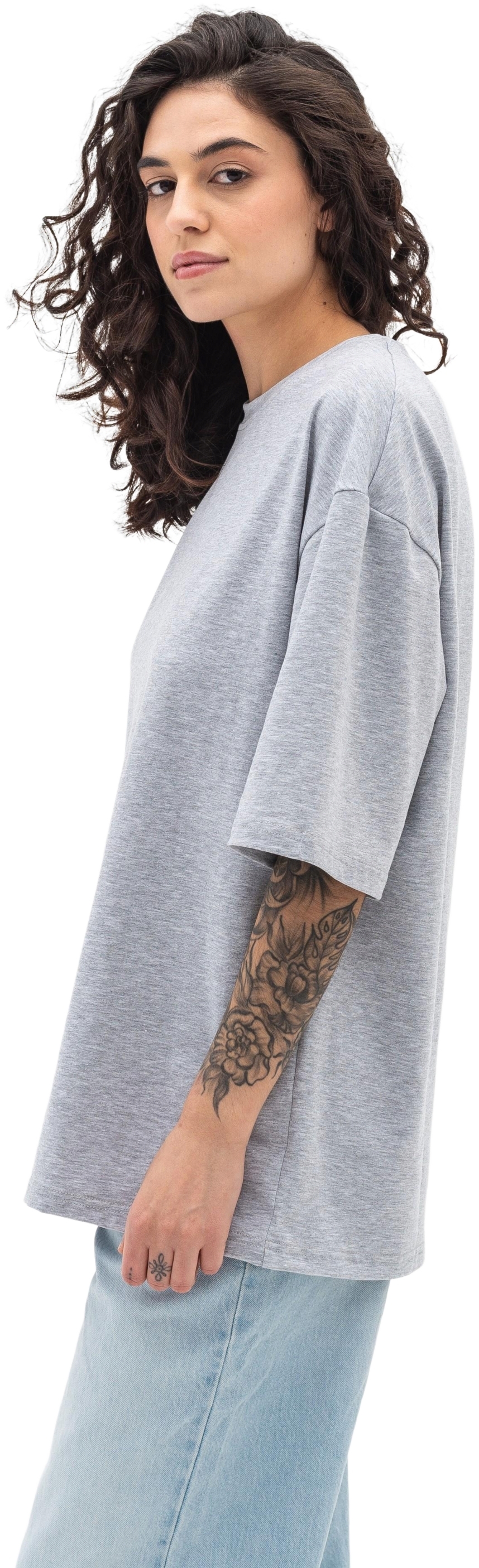 Футболка женская хлопковая Ray U0104W-Grey Heather S/M серый меланж фото 