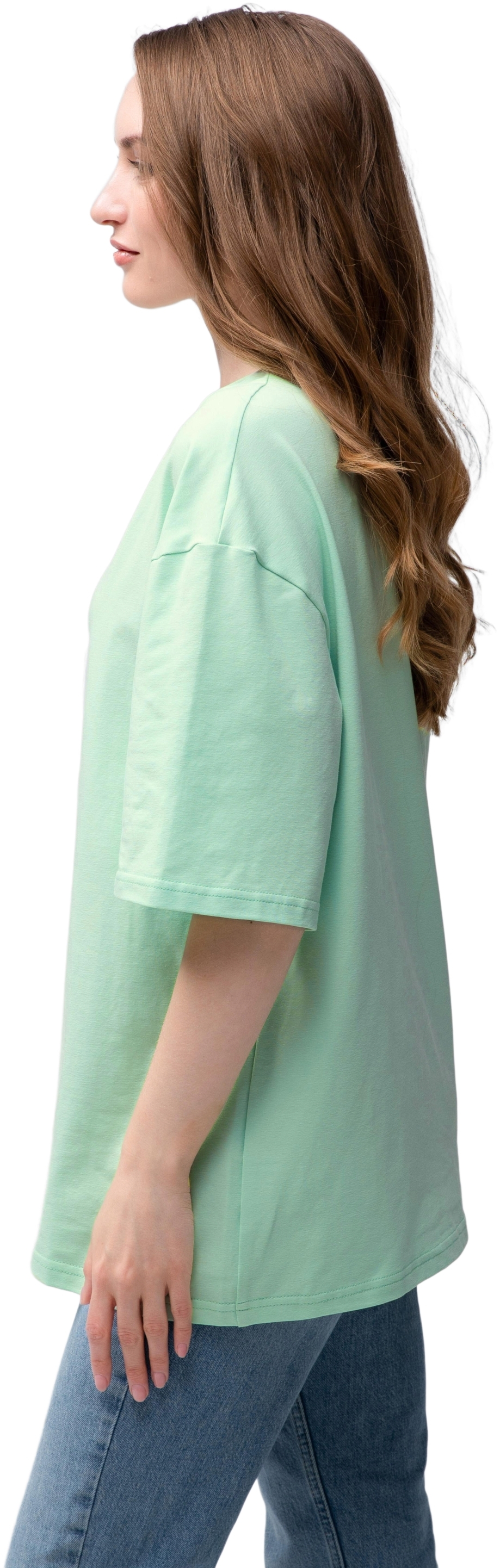 Футболка женская хлопковая Ray U0104W-Light green 2XL/3XL светло-зеленая фото 3