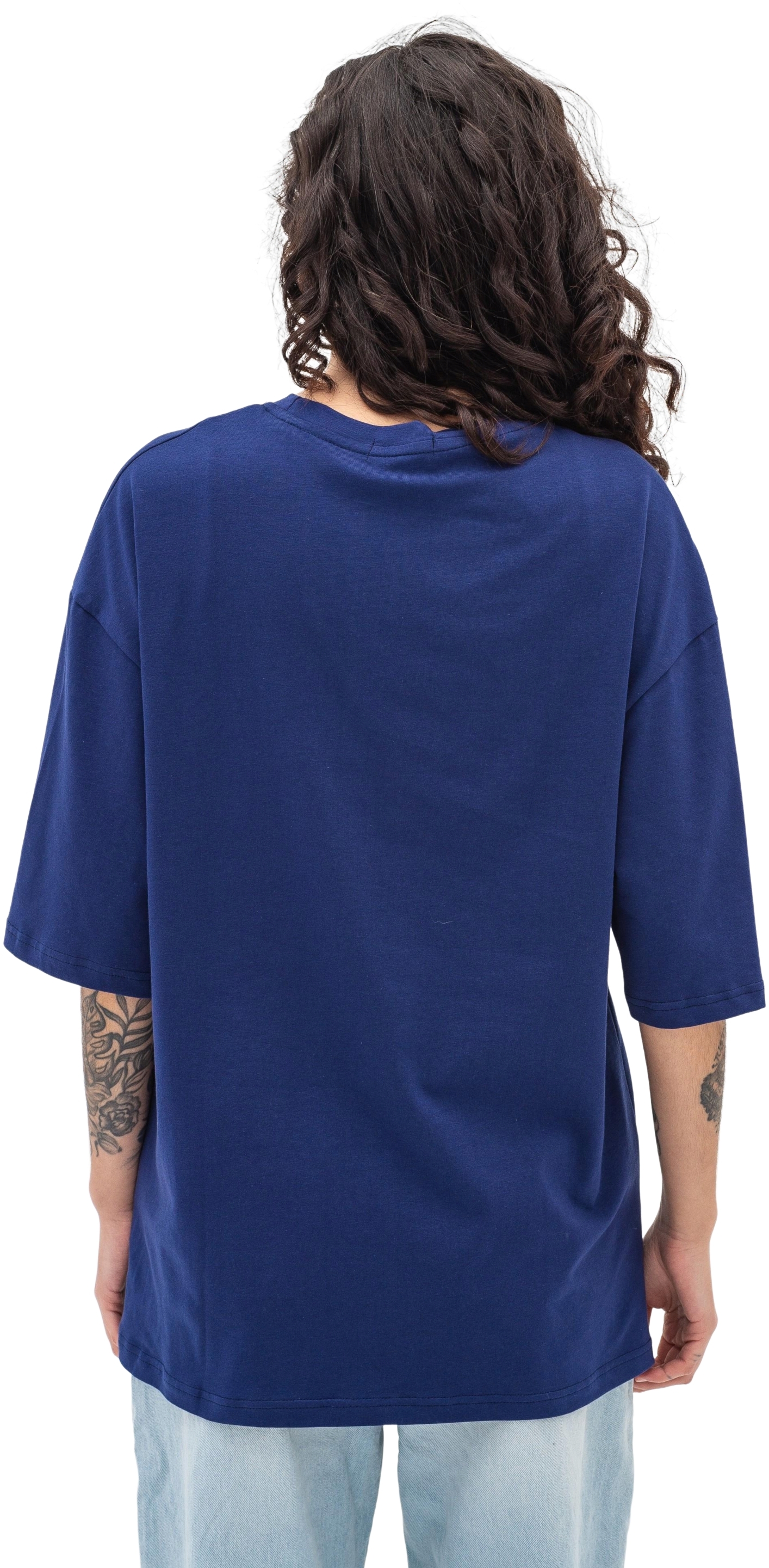 Футболка жіноча бавовняна Ray Oversize U0104W-Navy Blue S/M темно-синяфото