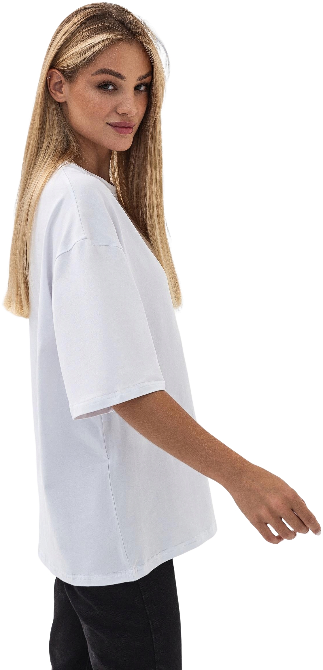 Футболка женская хлопковая Ray U0104W-White 2XL/3XL белая фото 4