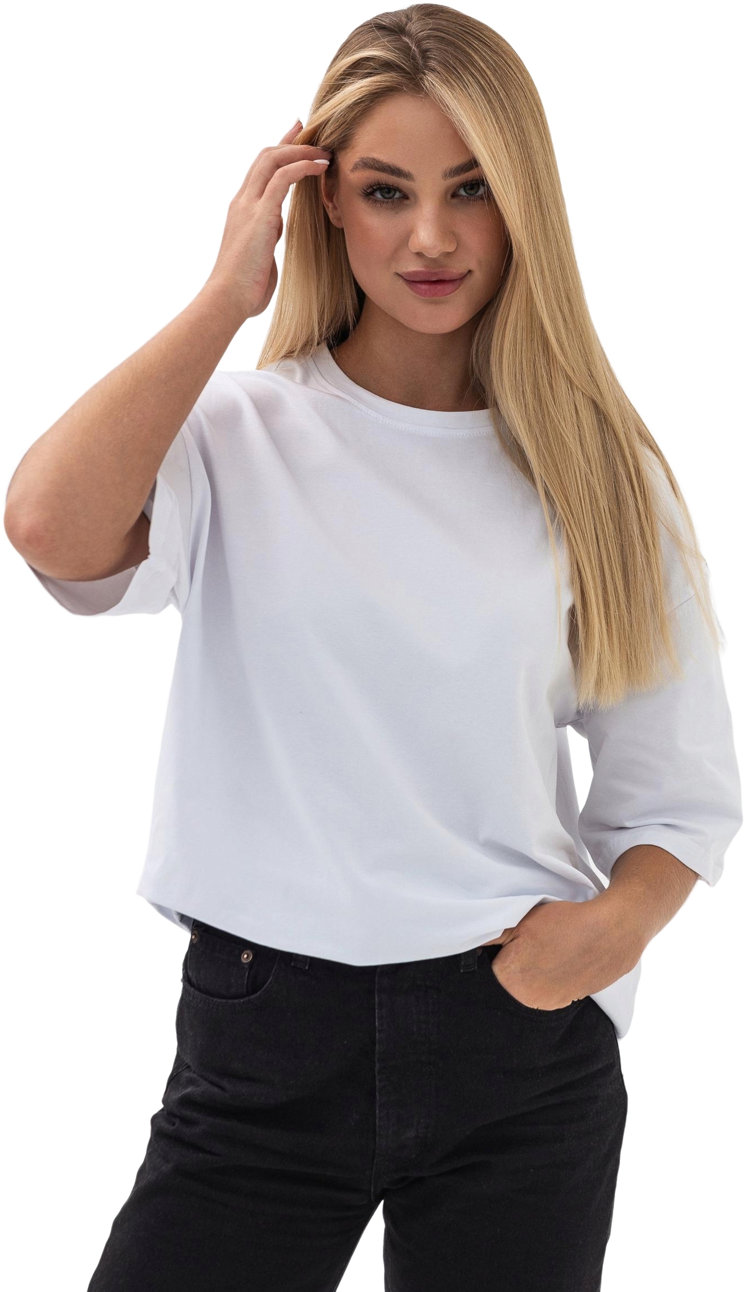 Футболка женская хлопковая Ray U0104W-White 2XL/3XL белая фото 5