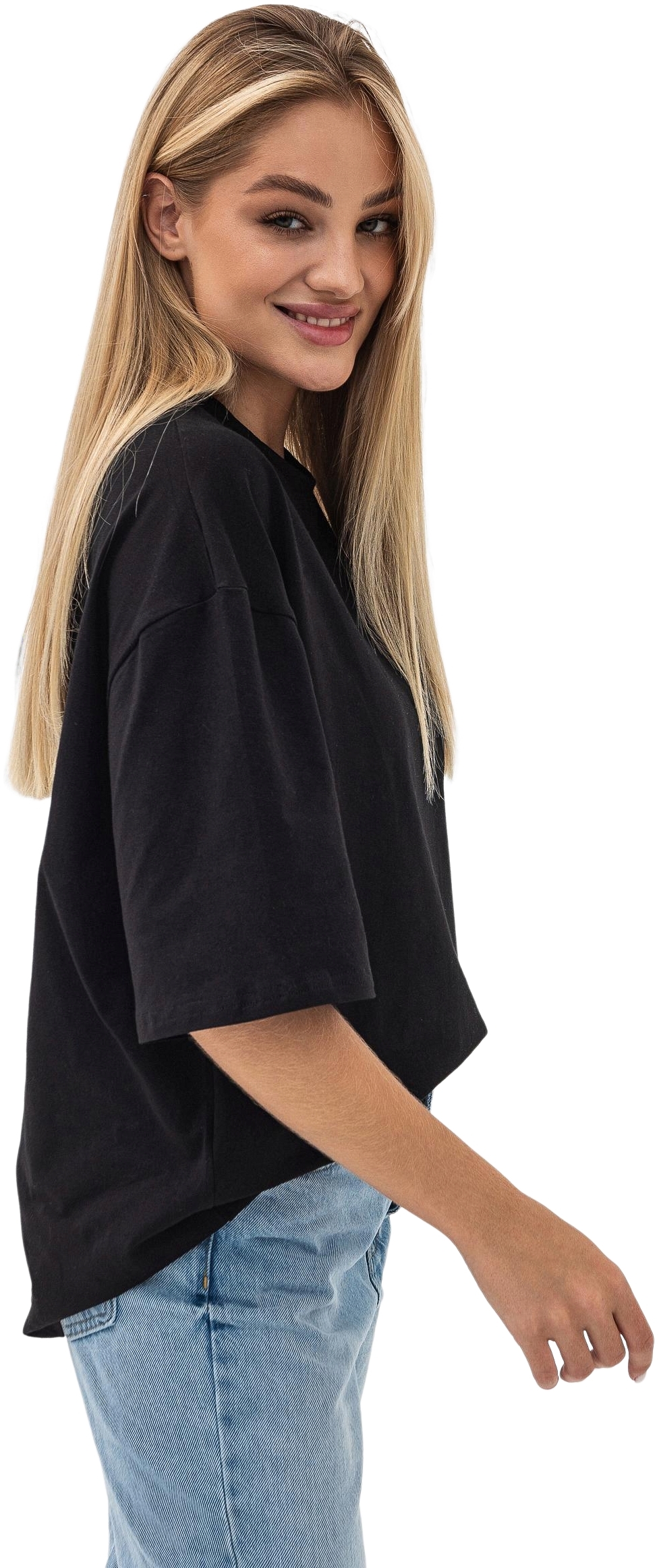 Футболка женская хлопковая Ray U0104W-Black 2XL/3XL черная фото 3