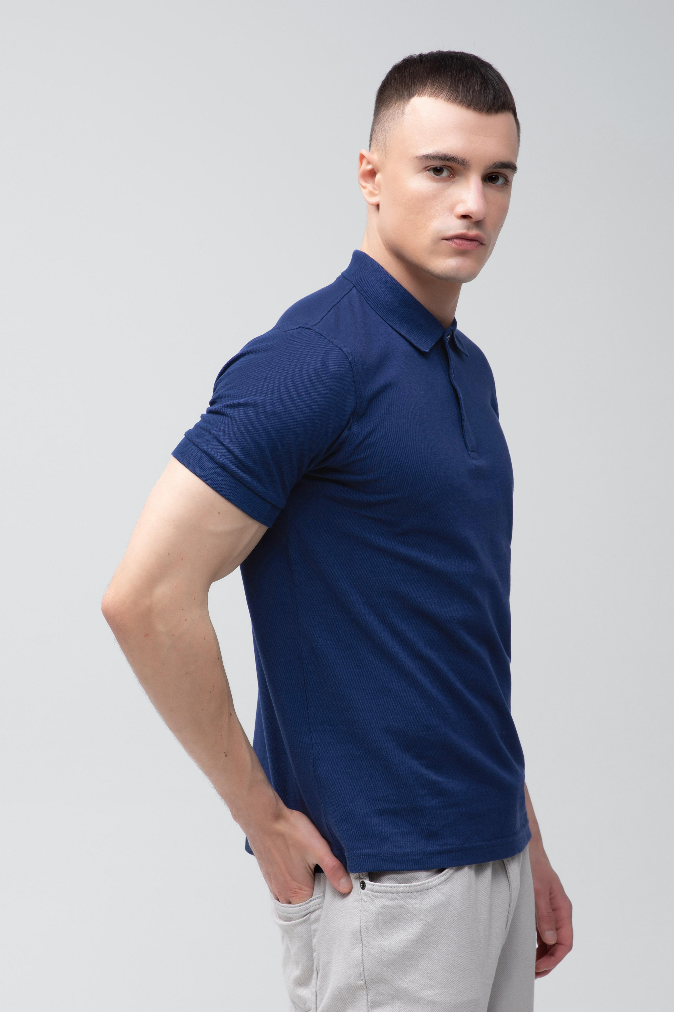 Поло чоловіче бавовняне Stedman Lux ST9060-NAV S темно-синєфото4