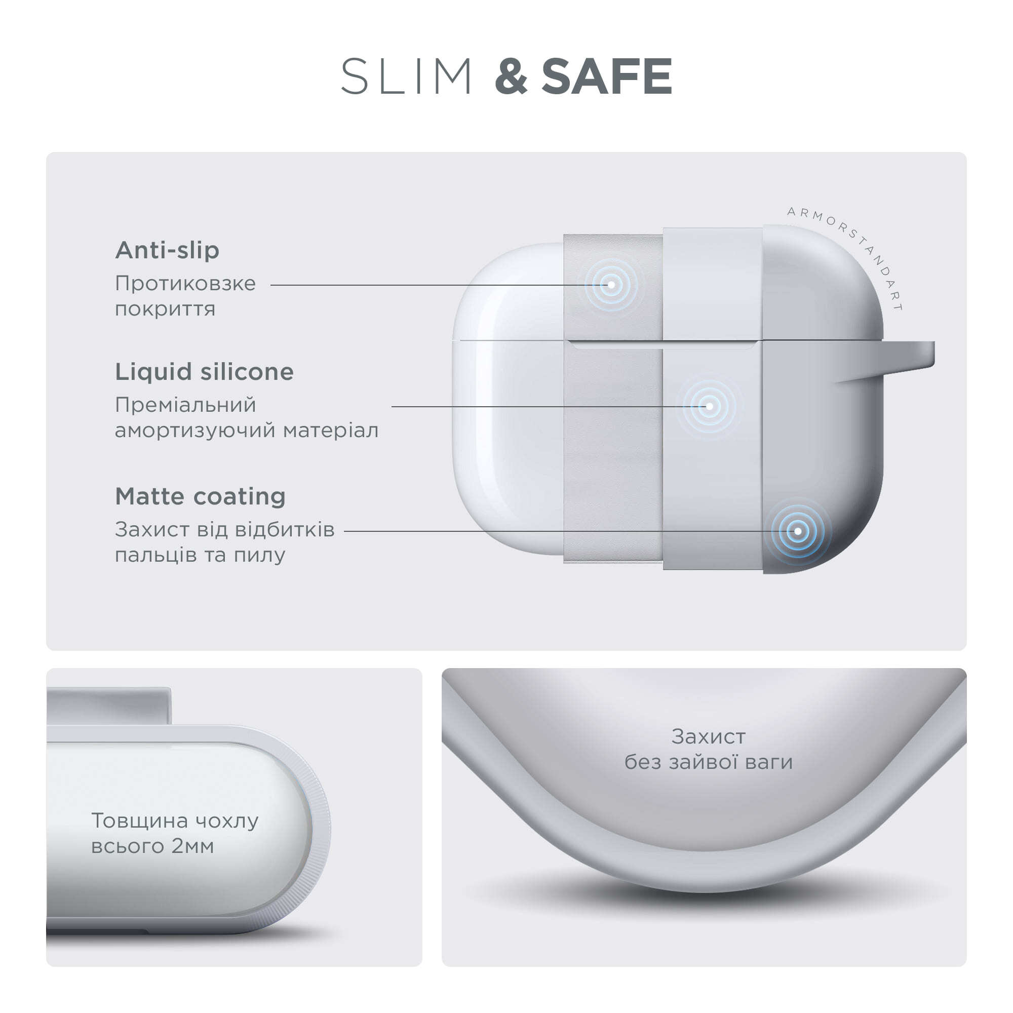Чохол ArmorStandart Hang Case для Apple Airpods Pro White (ARM56071)фото