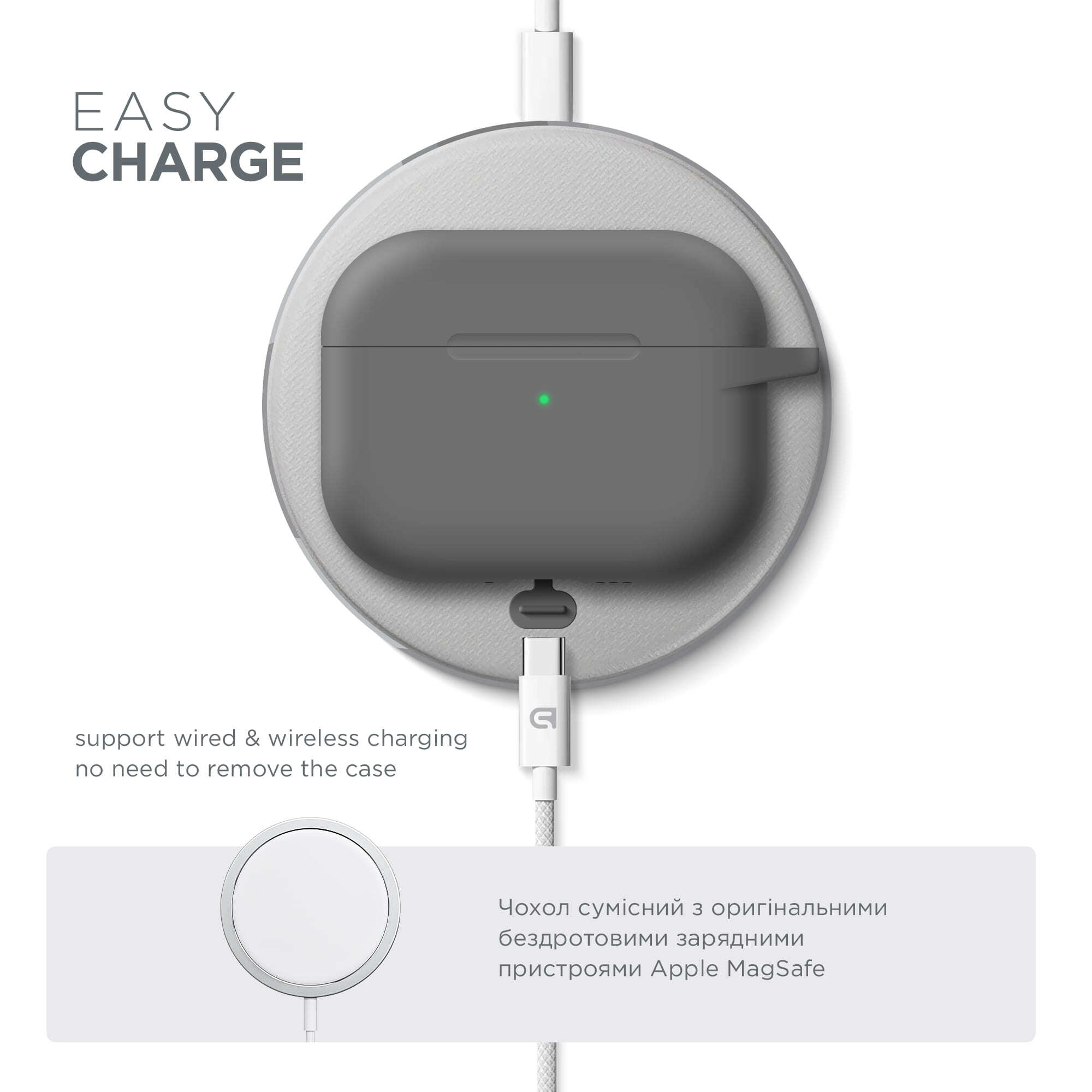 Чехол ArmorStandart Hang Case для Apple AirPods Pro 3 Advanced ash (ARM88270) фото 
