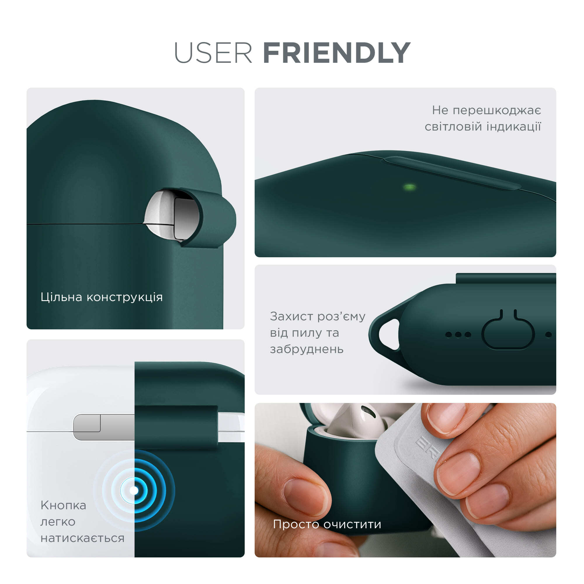 Чехол ArmorStandart Hang Case для Apple AirPods Pro 3 Dark Green (ARM88272) фото 5