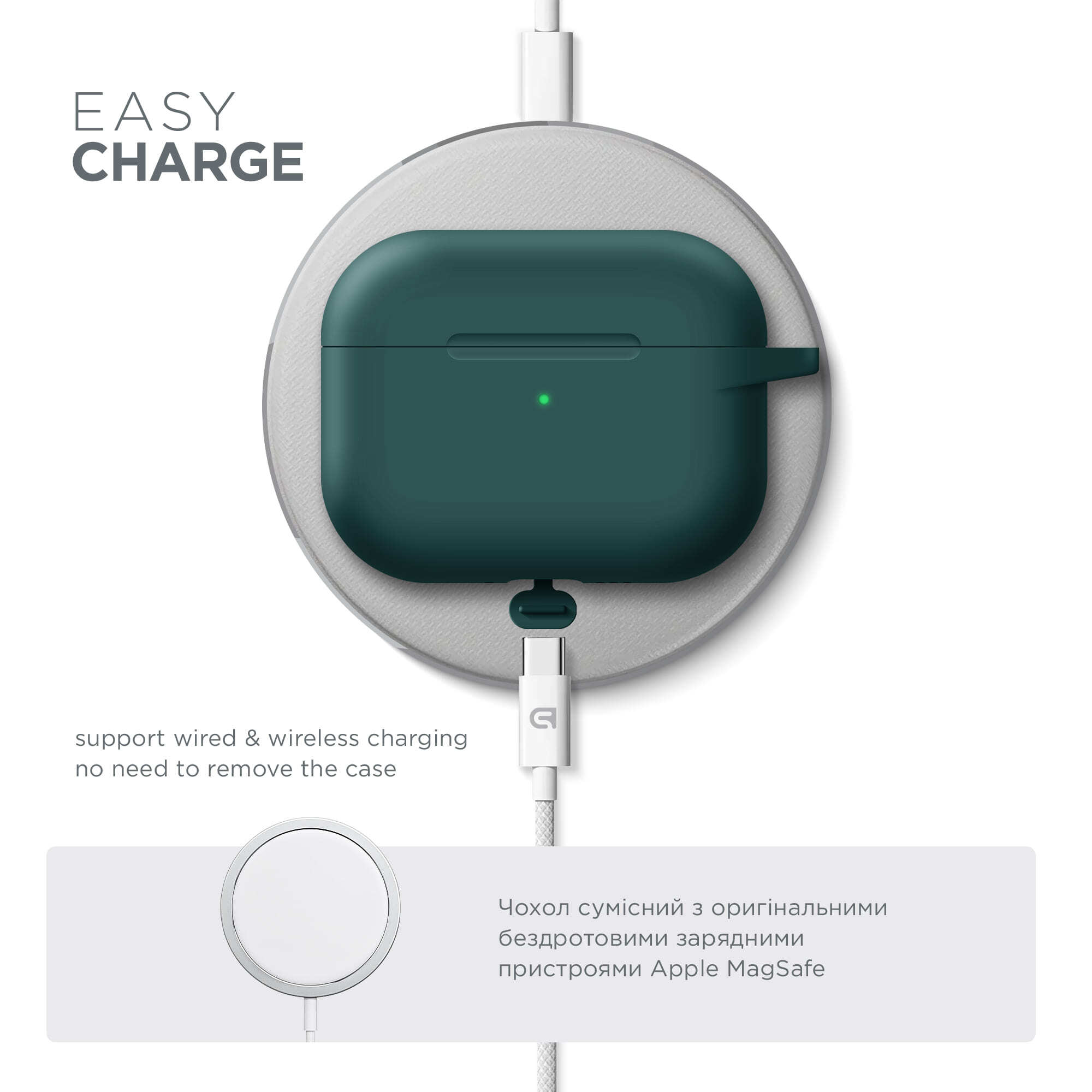 Чехол ArmorStandart Hang Case для Apple AirPods Pro 3 Dark Green (ARM88272) фото 6