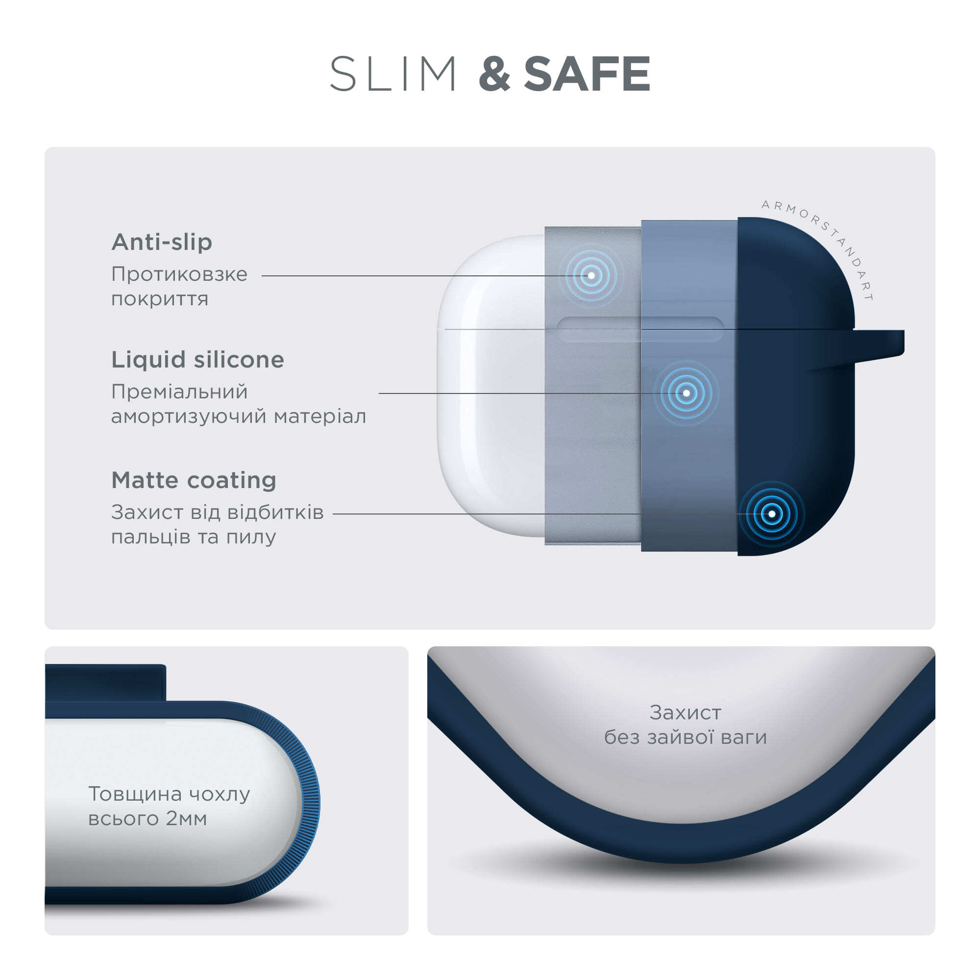 Чехол ArmorStandart Hang Case для Apple AirPods Pro 3 Lake Blue (ARM88273) фото 