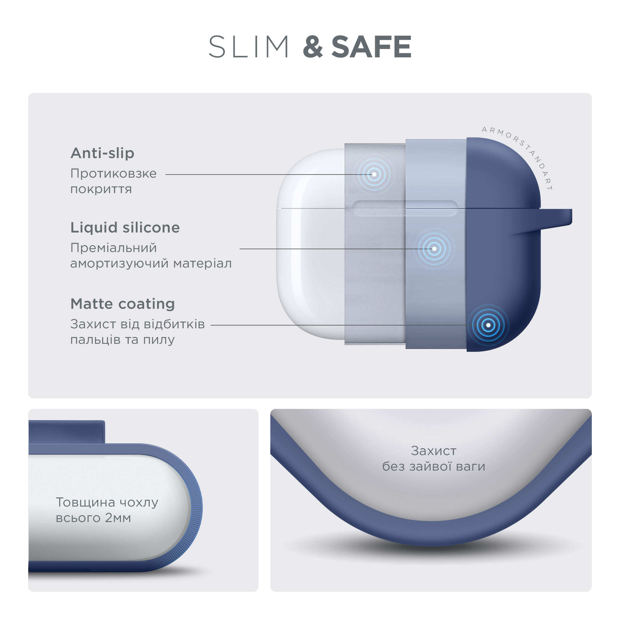 Чохол ArmorStandart Hang Case для Apple AirPods Pro 3 Lavender (ARM88274)фото