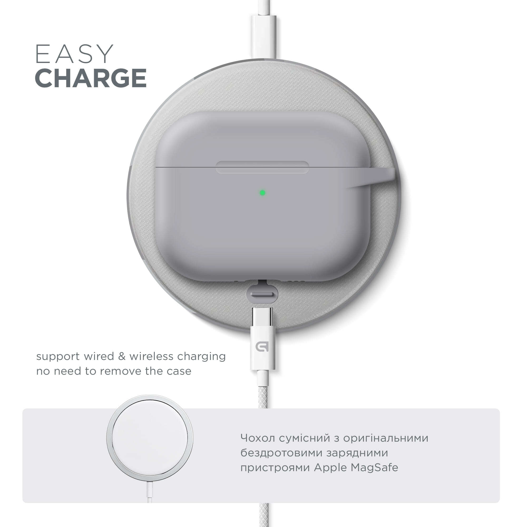 Чехол ArmorStandart Hang Case для Apple AirPods Pro 3 Light Grey (ARM88275) фото 6