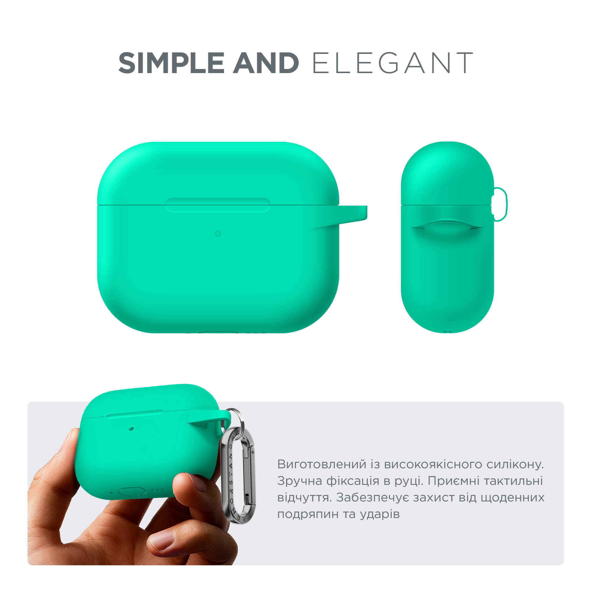 Чехол ArmorStandart Hang Case для Apple AirPods Pro 3 Mint Green (ARM88277) фото 