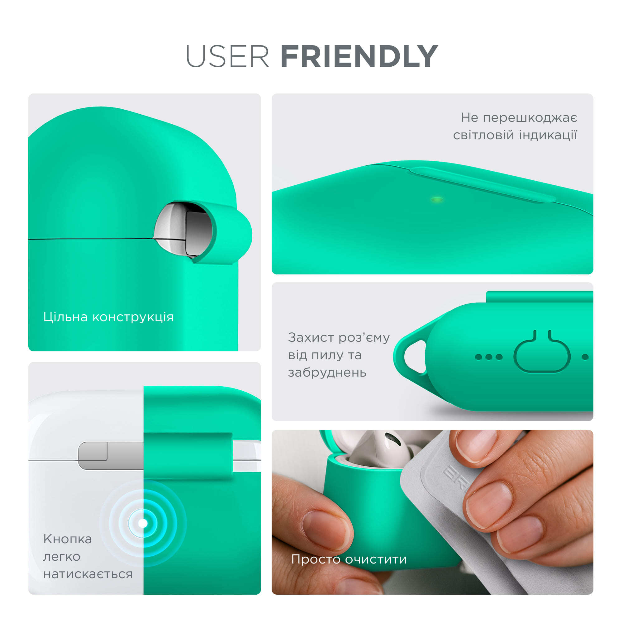 Чехол ArmorStandart Hang Case для Apple AirPods Pro 3 Mint Green (ARM88277) фото 