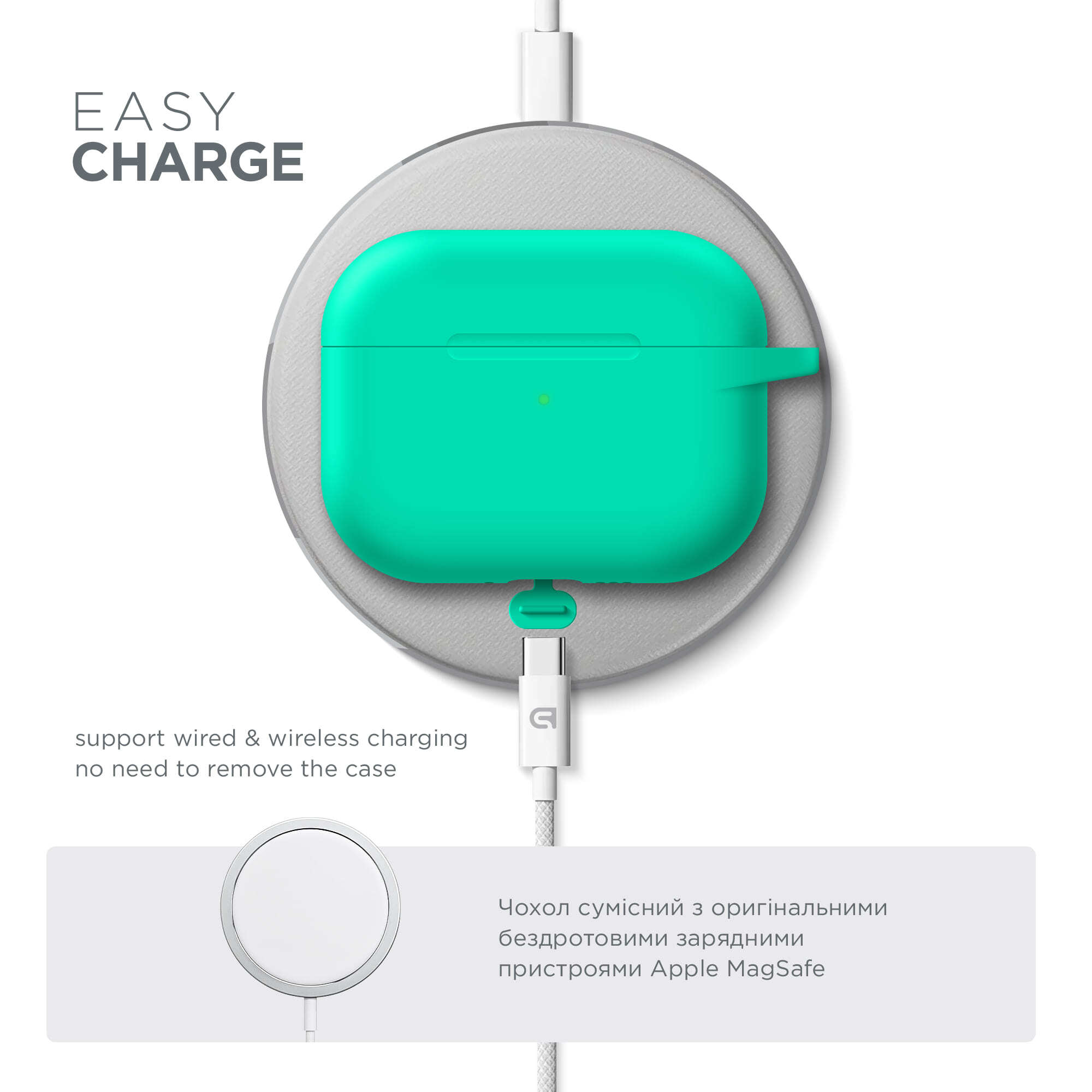 Чехол ArmorStandart Hang Case для Apple AirPods Pro 3 Mint Green (ARM88277) фото 