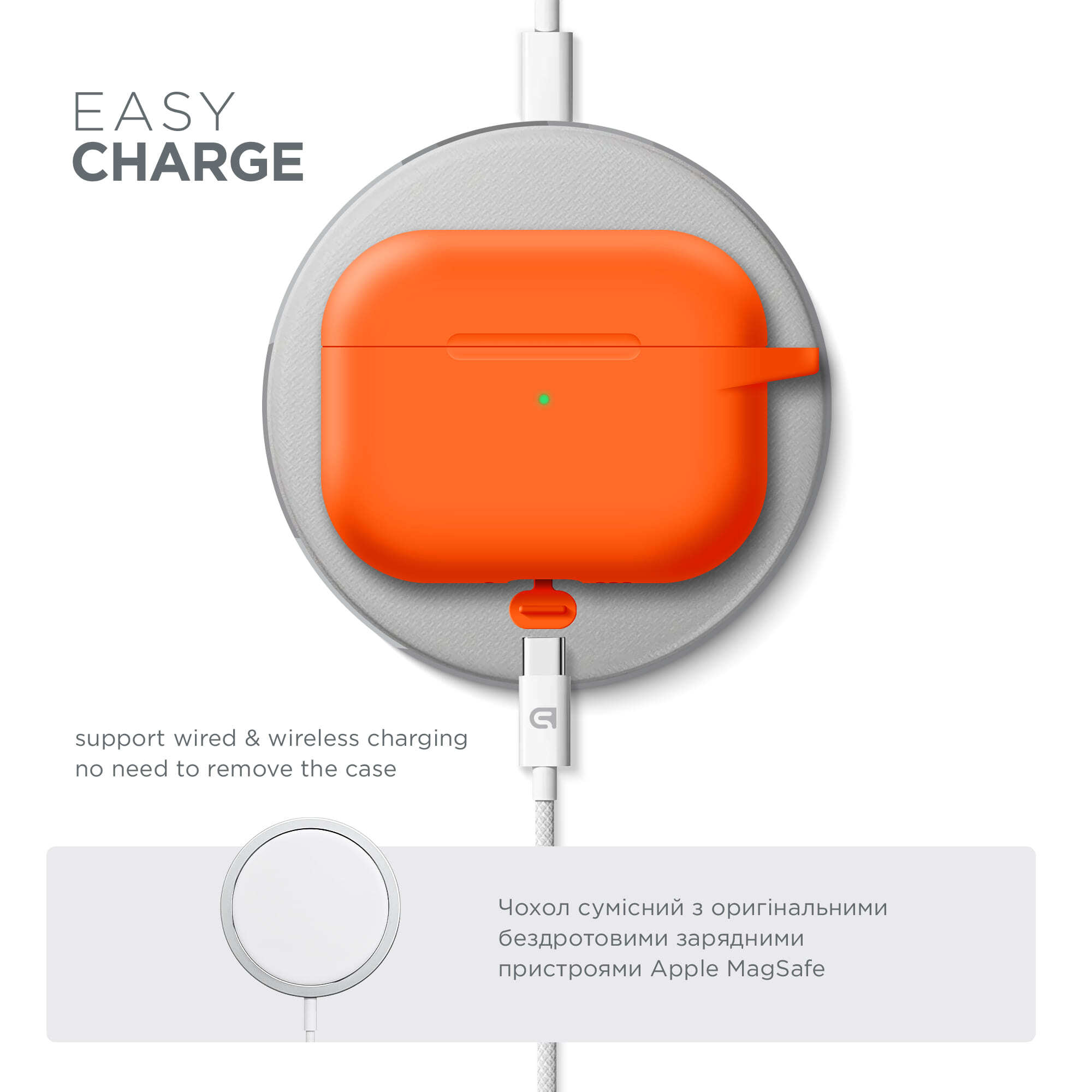 Чехол ArmorStandart Hang Case для Apple AirPods Pro 3 Orange (ARM88278) фото 