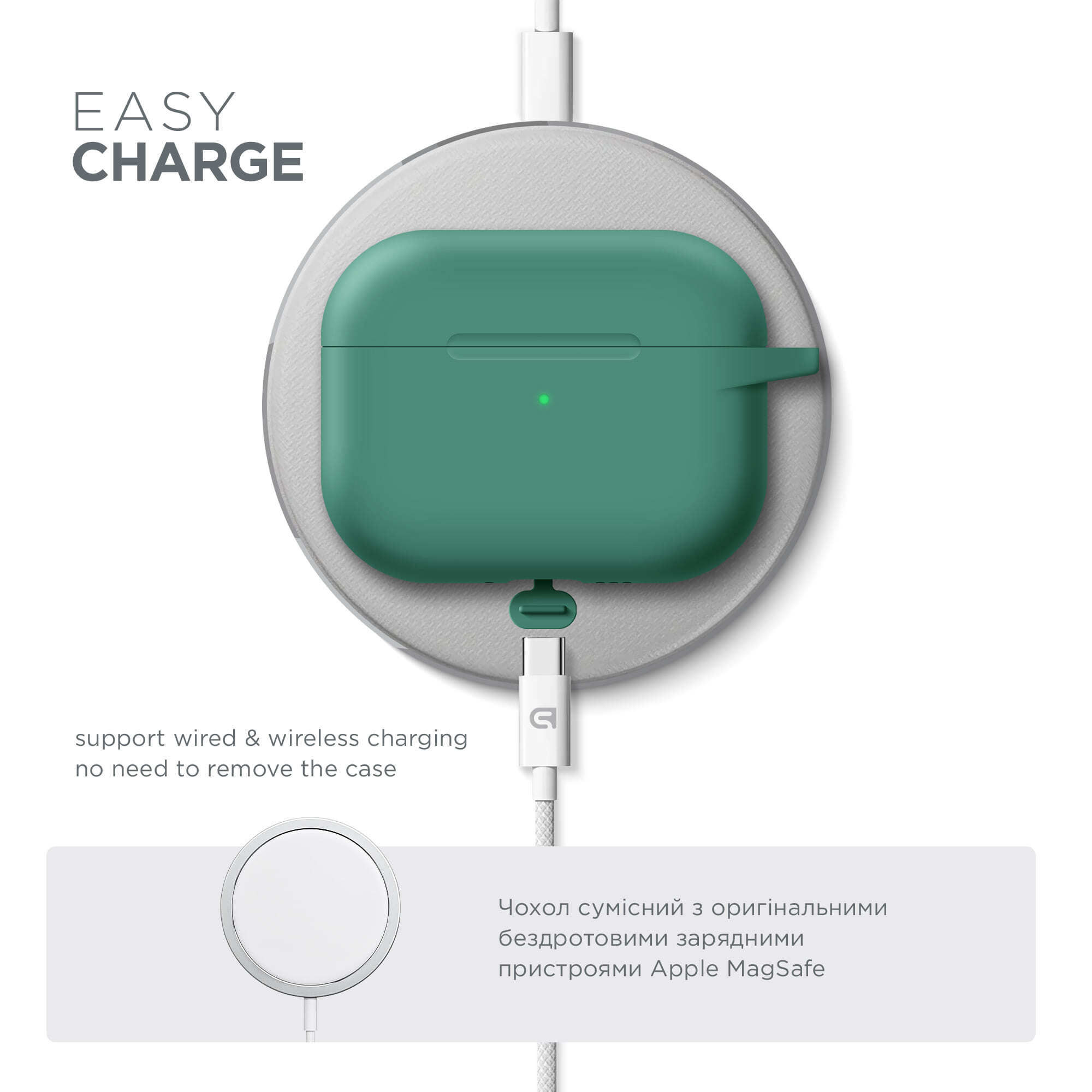 Чехол ArmorStandart Hang Case для Apple AirPods Pro 3 Needle Green (ARM88279) фото 