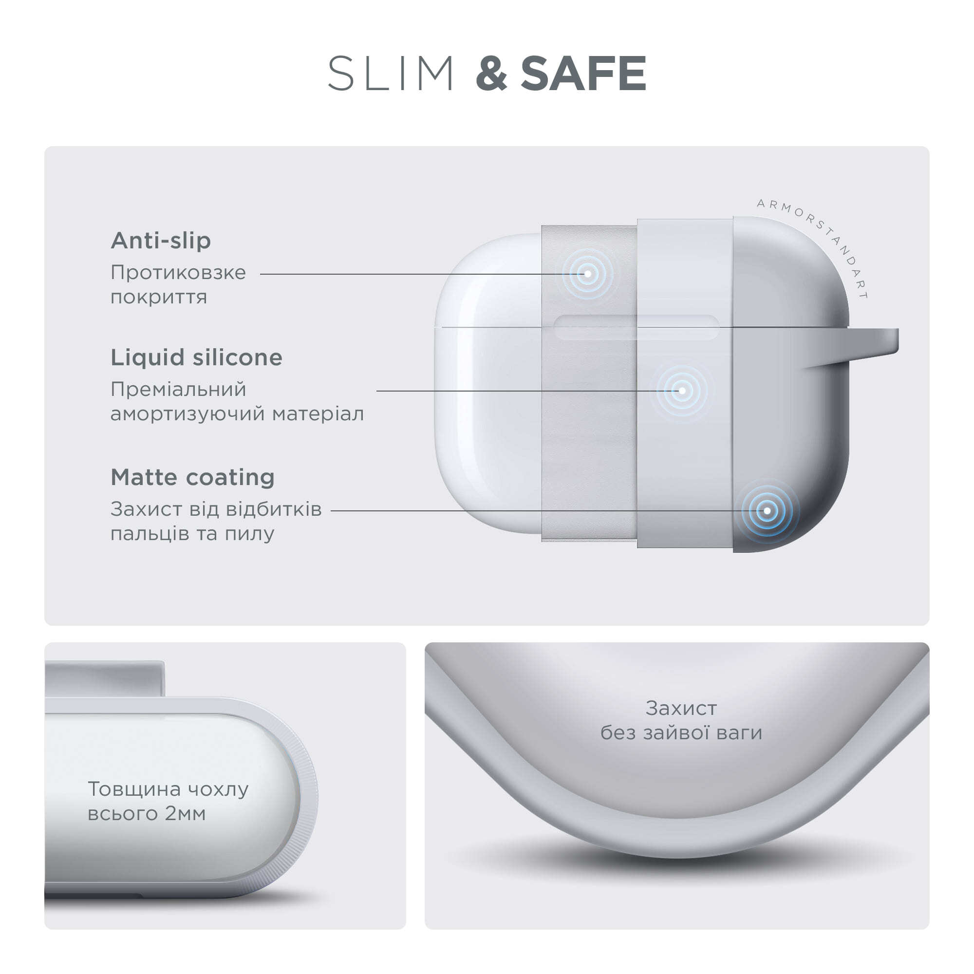 Чохол ArmorStandart Hang Case для Apple AirPods Pro 3 White (ARM88284)фото