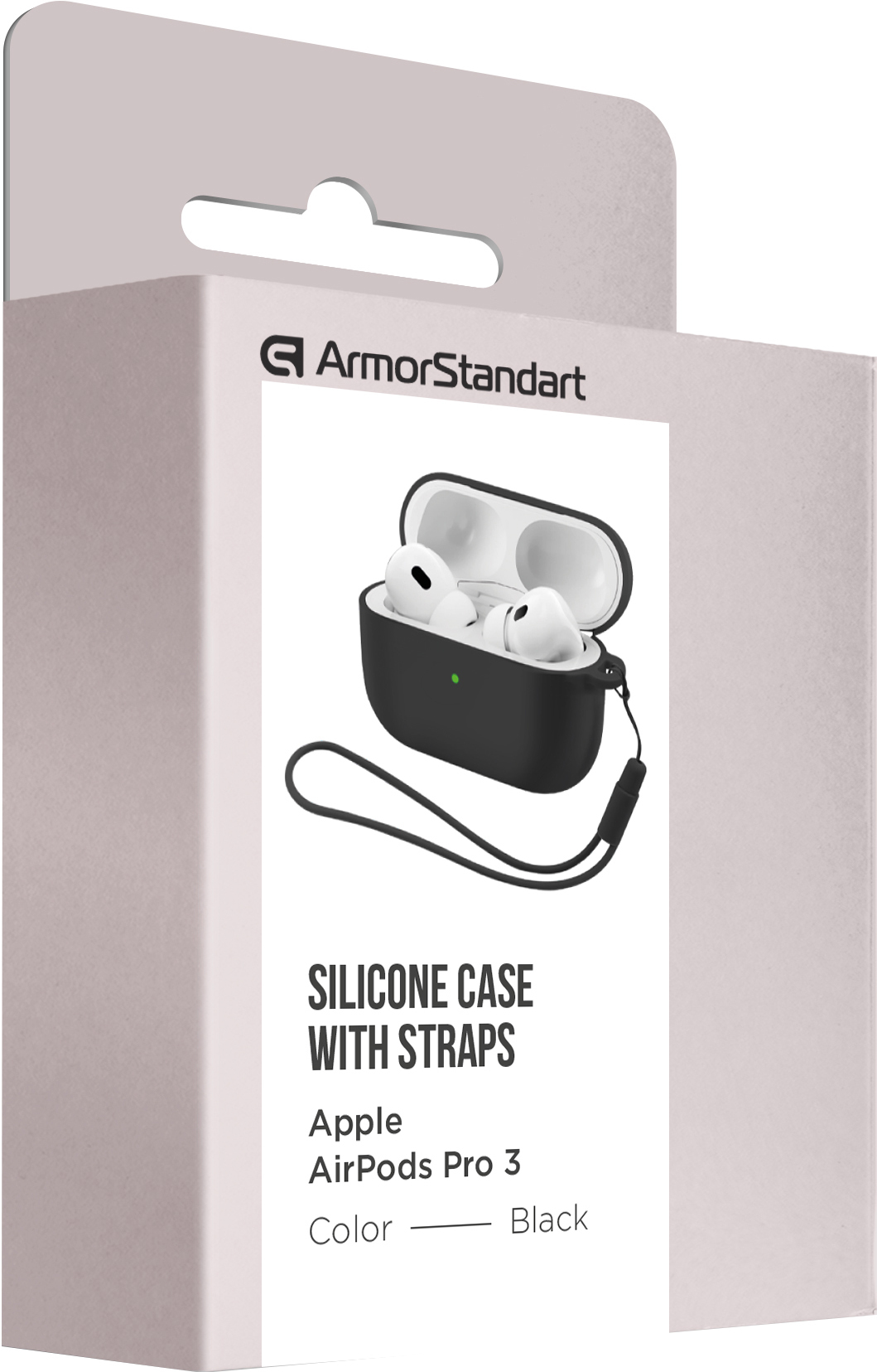 Чехол ArmorStandart Silicone Case with straps для Apple Airpods Pro 3 Black (ARM88291) фото 2