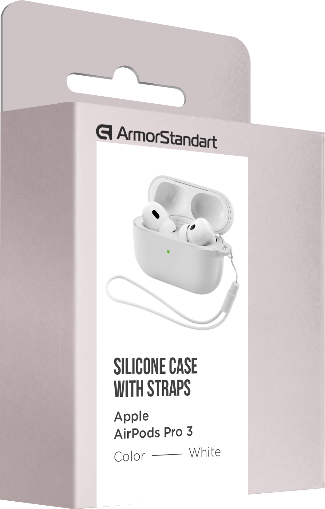 Чехол ArmorStandart Silicone Case with straps для Apple Airpods Pro 3 White (ARM88301) фото 