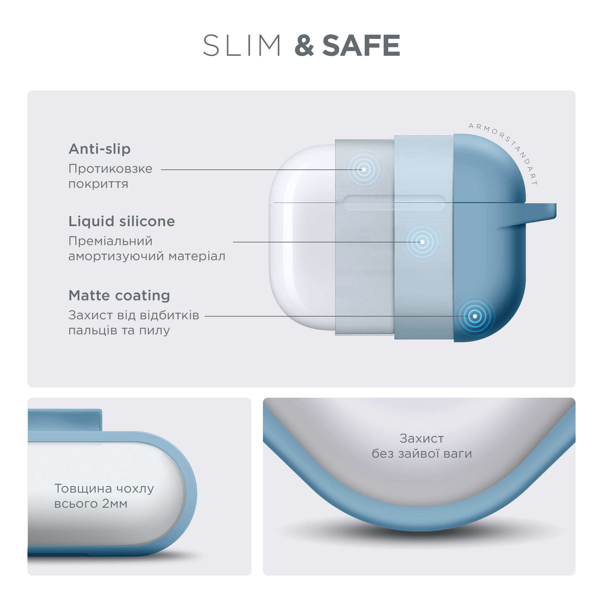 Чехол ArmorStandart Hang Case для Apple AirPods Pro 3 Light Blue (ARM88313) фото