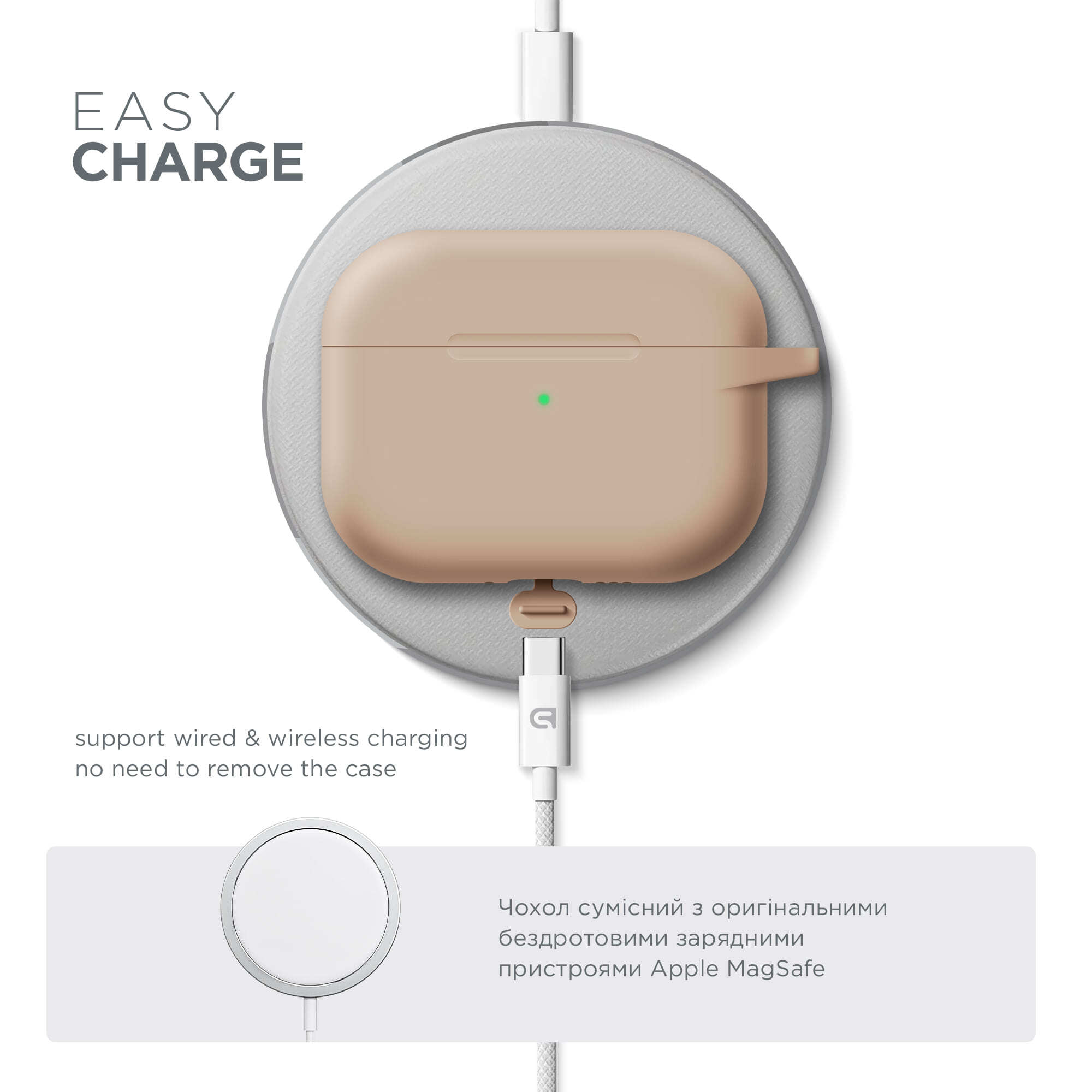 Чехол ArmorStandart Hang Case для Apple AirPods Pro 3 Pink Sand (ARM88314) фото 6